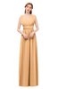 ColsBM Freya Apricot Bridesmaid Dresses Floor Length V-neck A-line Sleeveless Sexy Zip up