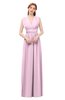 ColsBM Freya Baby Pink Bridesmaid Dresses Floor Length V-neck A-line Sleeveless Sexy Zip up