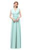 ColsBM Freya Blue Glass Bridesmaid Dresses Floor Length V-neck A-line Sleeveless Sexy Zip up