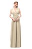 ColsBM Freya Champagne Bridesmaid Dresses Floor Length V-neck A-line Sleeveless Sexy Zip up