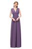 ColsBM Freya Chinese Violet Bridesmaid Dresses Floor Length V-neck A-line Sleeveless Sexy Zip up