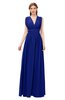 ColsBM Freya Electric Blue Bridesmaid Dresses Floor Length V-neck A-line Sleeveless Sexy Zip up