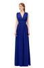 ColsBM Freya Electric Blue Bridesmaid Dresses Floor Length V-neck A-line Sleeveless Sexy Zip up