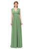 ColsBM Freya Fair Green Bridesmaid Dresses Floor Length V-neck A-line Sleeveless Sexy Zip up