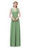 ColsBM Freya Fair Green Bridesmaid Dresses Floor Length V-neck A-line Sleeveless Sexy Zip up