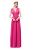 ColsBM Freya Fandango Pink Bridesmaid Dresses Floor Length V-neck A-line Sleeveless Sexy Zip up