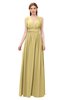 ColsBM Freya Gold Bridesmaid Dresses Floor Length V-neck A-line Sleeveless Sexy Zip up