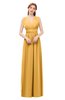ColsBM Freya Golden Cream Bridesmaid Dresses Floor Length V-neck A-line Sleeveless Sexy Zip up