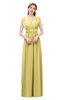 ColsBM Freya Misted Yellow Bridesmaid Dresses Floor Length V-neck A-line Sleeveless Sexy Zip up