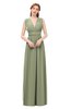 ColsBM Freya Moss Green Bridesmaid Dresses Floor Length V-neck A-line Sleeveless Sexy Zip up