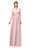 ColsBM Freya Pastel Pink Bridesmaid Dresses Floor Length V-neck A-line Sleeveless Sexy Zip up