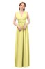 ColsBM Freya Pastel Yellow Bridesmaid Dresses Floor Length V-neck A-line Sleeveless Sexy Zip up