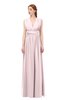 ColsBM Freya Petal Pink Bridesmaid Dresses Floor Length V-neck A-line Sleeveless Sexy Zip up