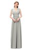 ColsBM Freya Platinum Bridesmaid Dresses Floor Length V-neck A-line Sleeveless Sexy Zip up