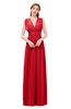 ColsBM Freya Red Bridesmaid Dresses Floor Length V-neck A-line Sleeveless Sexy Zip up