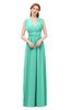 ColsBM Freya Seafoam Green Bridesmaid Dresses Floor Length V-neck A-line Sleeveless Sexy Zip up