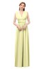 ColsBM Freya Wax Yellow Bridesmaid Dresses Floor Length V-neck A-line Sleeveless Sexy Zip up