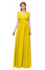 ColsBM Freya Yellow Bridesmaid Dresses Floor Length V-neck A-line Sleeveless Sexy Zip up