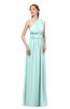 ColsBM Avery Blue Glass Bridesmaid Dresses One Shoulder Ruching Glamorous Floor Length A-line Backless