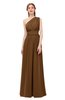 ColsBM Avery Brown Bridesmaid Dresses One Shoulder Ruching Glamorous Floor Length A-line Backless