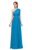 ColsBM Avery Cornflower Blue Bridesmaid Dresses One Shoulder Ruching Glamorous Floor Length A-line Backless
