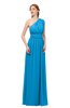 ColsBM Avery Cornflower Blue Bridesmaid Dresses One Shoulder Ruching Glamorous Floor Length A-line Backless