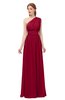ColsBM Avery Dark Red Bridesmaid Dresses One Shoulder Ruching Glamorous Floor Length A-line Backless