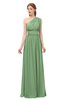 ColsBM Avery Fair Green Bridesmaid Dresses One Shoulder Ruching Glamorous Floor Length A-line Backless