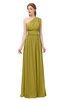 ColsBM Avery Golden Olive Bridesmaid Dresses One Shoulder Ruching Glamorous Floor Length A-line Backless