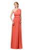 ColsBM Avery Living Coral Bridesmaid Dresses One Shoulder Ruching Glamorous Floor Length A-line Backless