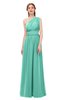 ColsBM Avery Mint Green Bridesmaid Dresses One Shoulder Ruching Glamorous Floor Length A-line Backless