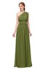 ColsBM Avery Olive Green Bridesmaid Dresses One Shoulder Ruching Glamorous Floor Length A-line Backless