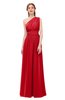 ColsBM Avery Red Bridesmaid Dresses One Shoulder Ruching Glamorous Floor Length A-line Backless