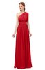 ColsBM Avery Red Bridesmaid Dresses One Shoulder Ruching Glamorous Floor Length A-line Backless