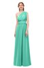 ColsBM Avery Seafoam Green Bridesmaid Dresses One Shoulder Ruching Glamorous Floor Length A-line Backless