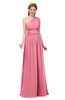 ColsBM Avery Watermelon Bridesmaid Dresses One Shoulder Ruching Glamorous Floor Length A-line Backless