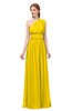 ColsBM Avery Yellow Bridesmaid Dresses One Shoulder Ruching Glamorous Floor Length A-line Backless