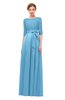 ColsBM Aisha Alaskan Blue Bridesmaid Dresses Sash A-line Floor Length Mature Sabrina Zipper