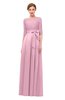 ColsBM Aisha Baby Pink Bridesmaid Dresses Sash A-line Floor Length Mature Sabrina Zipper