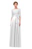ColsBM Aisha Cloud White Bridesmaid Dresses Sash A-line Floor Length Mature Sabrina Zipper