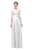 ColsBM Aisha Cloud White Bridesmaid Dresses Sash A-line Floor Length Mature Sabrina Zipper