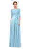 ColsBM Aisha Cool Blue Bridesmaid Dresses Sash A-line Floor Length Mature Sabrina Zipper