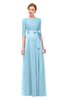 ColsBM Aisha Cool Blue Bridesmaid Dresses Sash A-line Floor Length Mature Sabrina Zipper
