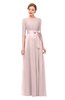 ColsBM Aisha Coral Pink Bridesmaid Dresses Sash A-line Floor Length Mature Sabrina Zipper