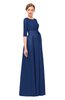ColsBM Aisha Dark Blue Bridesmaid Dresses Sash A-line Floor Length Mature Sabrina Zipper
