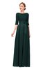 ColsBM Aisha Dark Green Bridesmaid Dresses Sash A-line Floor Length Mature Sabrina Zipper