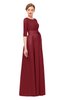 ColsBM Aisha Dark Red Bridesmaid Dresses Sash A-line Floor Length Mature Sabrina Zipper