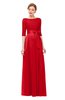 ColsBM Aisha Fiery Red Bridesmaid Dresses Sash A-line Floor Length Mature Sabrina Zipper