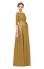 ColsBM Aisha Honey Mustard Bridesmaid Dresses Sash A-line Floor Length Mature Sabrina Zipper