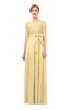 ColsBM Aisha Light Yellow Bridesmaid Dresses Sash A-line Floor Length Mature Sabrina Zipper